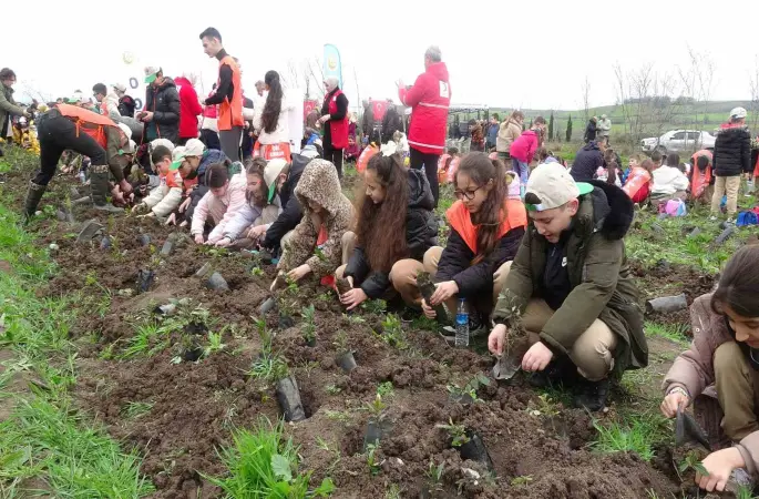 Bafra’da minik eller 3 bin fidanı toprakla buluşturdu
