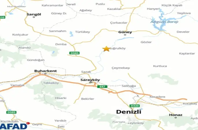 Denizli Güney’de 4.0 büyüklüğünde deprem
