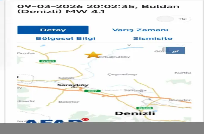 Denizli’de 4.1 büyüklüğündeki artçı deprem korkuttu
