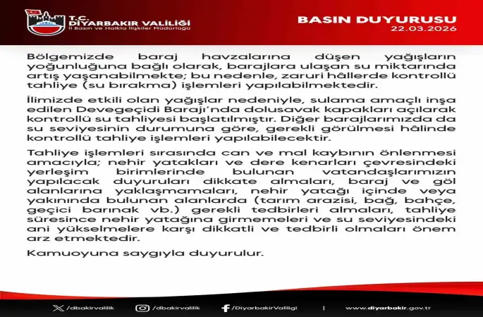 Devegeçidi Barajı’nda su tahliyesine başlandı
