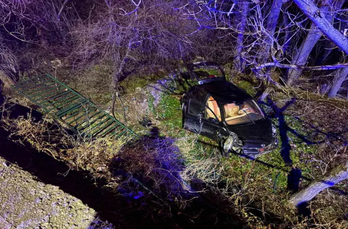 Ehliyetsiz sürücü 5 metrelik bahçe duvarından uçtu: 1 yaralı
