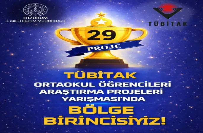 Erzurum, TÜBİTAK ortaokul proje yarışmasında bölge birincisi oldu
