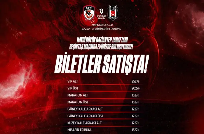 Gaziantep FK - Beşiktaş maçı biletleri satışa çıktı
