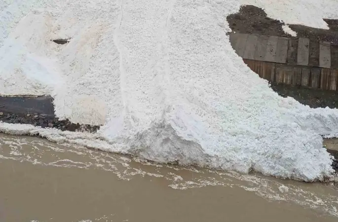 Hakkâri’de çığ: Zap Suyu’nun önünü kesti
