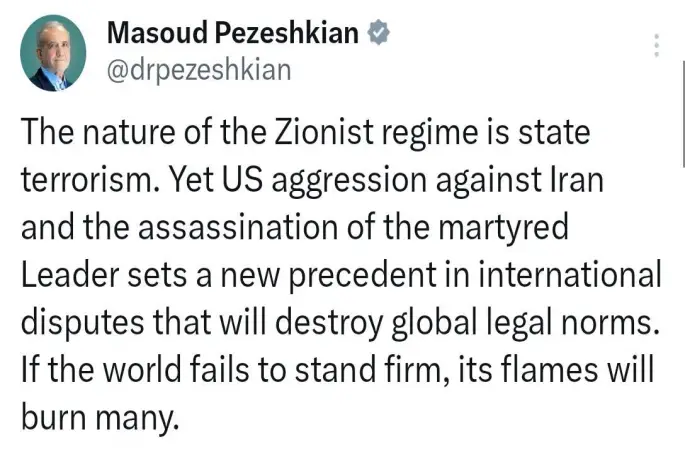 İran Cumhurbaşkanı Pezeşkiyan’dan dünyaya uyarı
