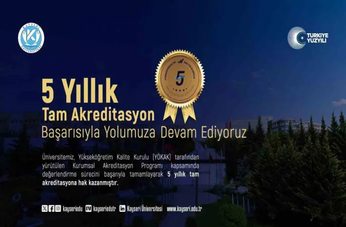 Kayseri Üniversitesi 5 yıllık tam akreditasyon almaya hak kazandı
