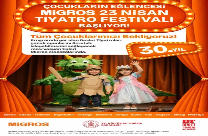Migros’un geleneksel ‘23 Nisan Tiyatro Festivali’ 30’uncu kez gerçekleşecek
