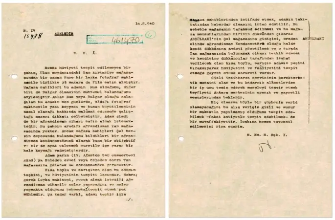 MİT’ten 1940 tarihli "acele" ibareli şüpheli takibi belgesi paylaşıldı
