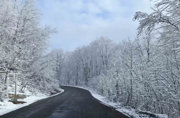 Ordu’nun yüksek kesimlerinde kar manzarası
