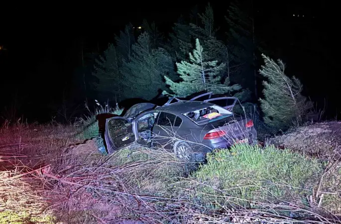 Otomobil kara yoluna çıkan ata çarptı: 3 yaralı
