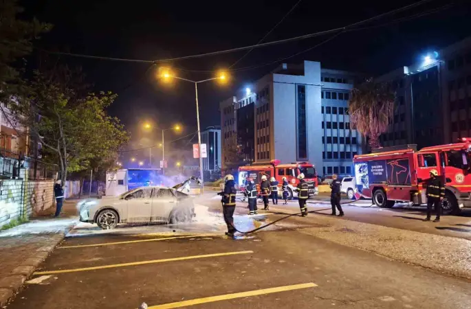 Park halindeki araçta yangın
