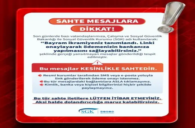 SGK’dan sahte mesajlar için uyarı
