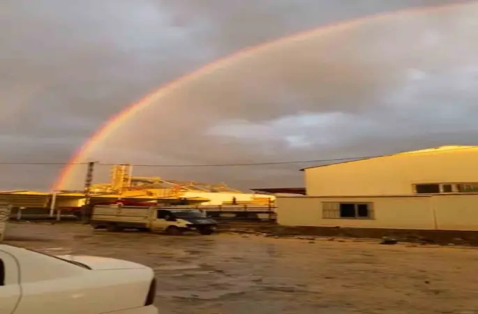 Siverek’te sağanak sonrası gökkuşağı mest etti
