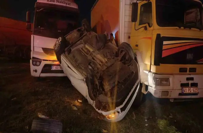 Takla atan otomobilden sağ çıktı
