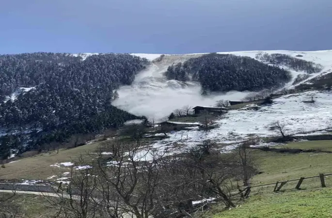 Trabzon’daki çığ anı cep telefonu kamerasına yansıdı

