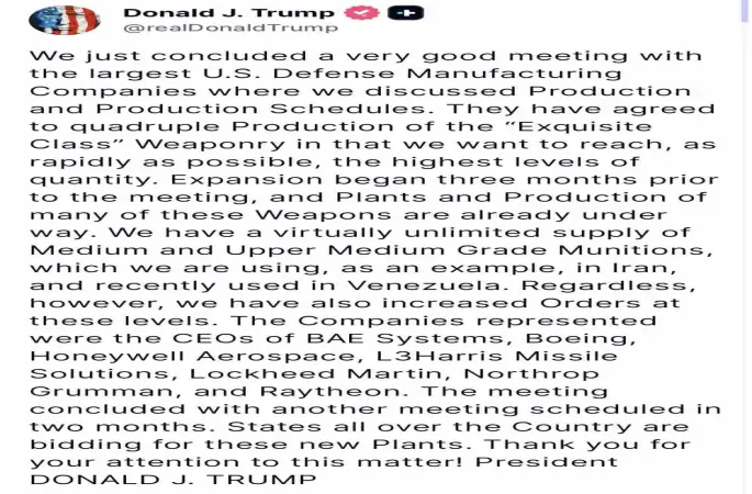 Trump, silah şirketlerinin yöneticileri ile bir araya geldi
