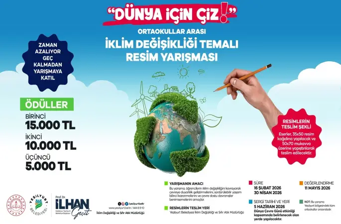 Yeşilyurt Belediyesi iklim değişikliği temalı okullar arası resim yarışması düzenliyor
